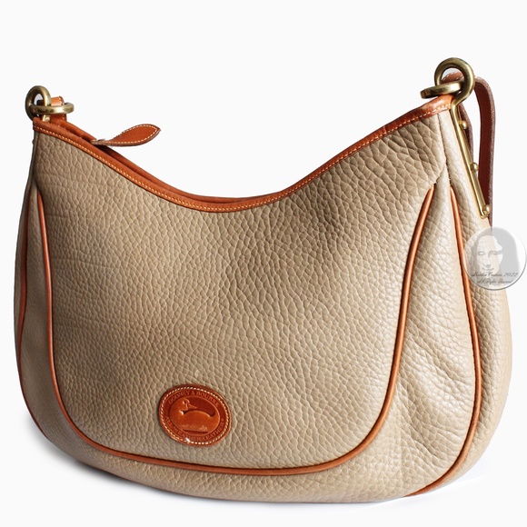 Vintage Dooney & Bourke Bag Large Crescent Sac Hobo AWL R83 Taupe British Tan - Picture 8 of 13